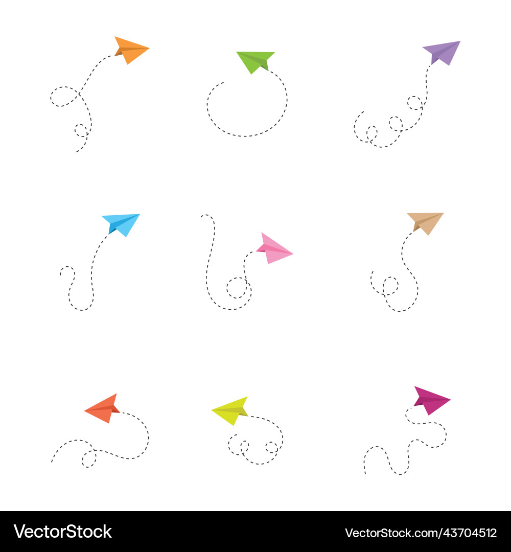 Set of paper airplane icon with different color Set of paper airplane icon with different color vector image