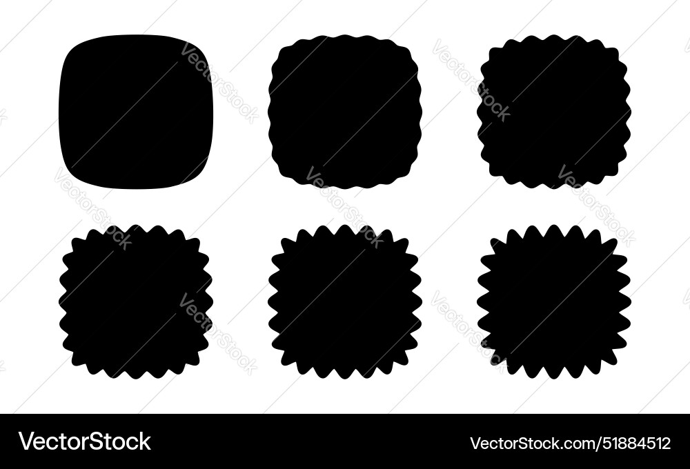 Set of squares with rounded corners or squircles Set of squares with rounded corners or squircles vector image