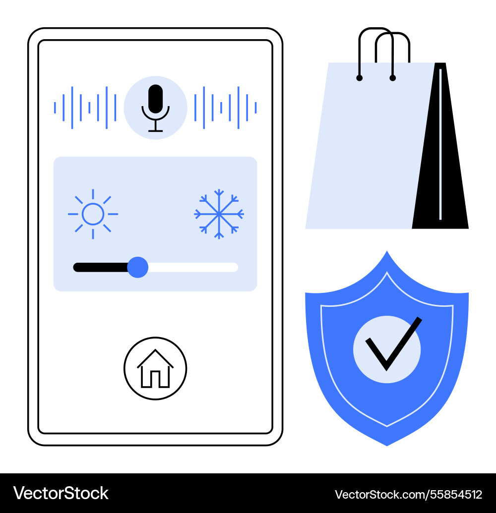 Smart home control interface with microphone Smart home control interface with microphone vector image