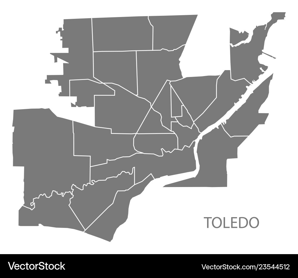 Toledo ohio Stadtplan mit Nachbarschaften grau Toledo ohio Stadtplan mit Nachbarschaften grau vektorbild
