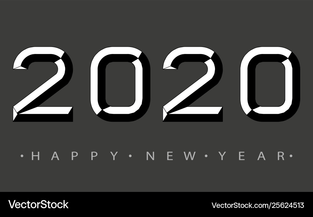 2020 happy new year numbers minimalist style 2020 happy new year numbers minimalist style vector image