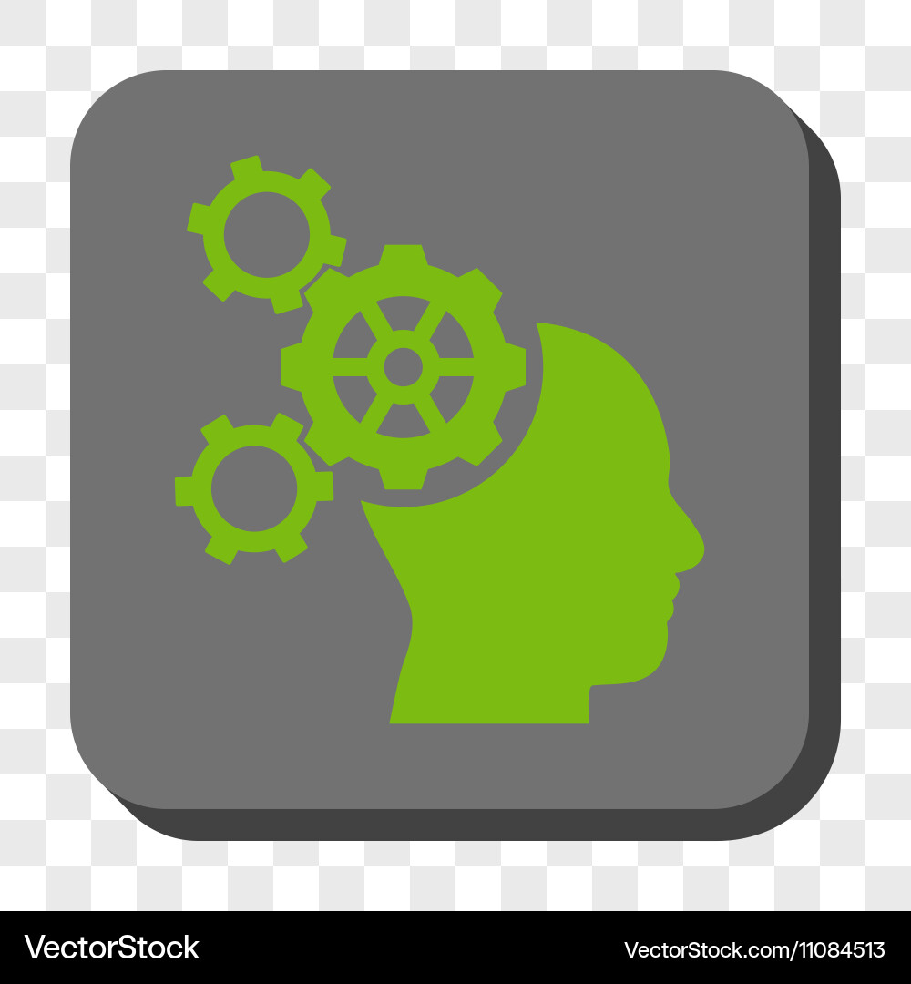 Brain mechanics rounded square button vector image