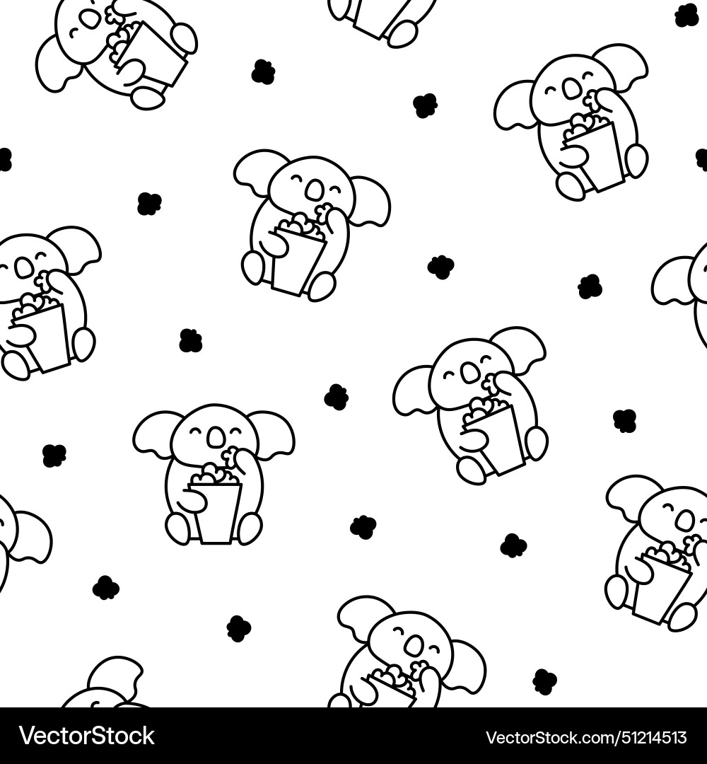 Cute koala bear seamless pattern coloring page Vector Image