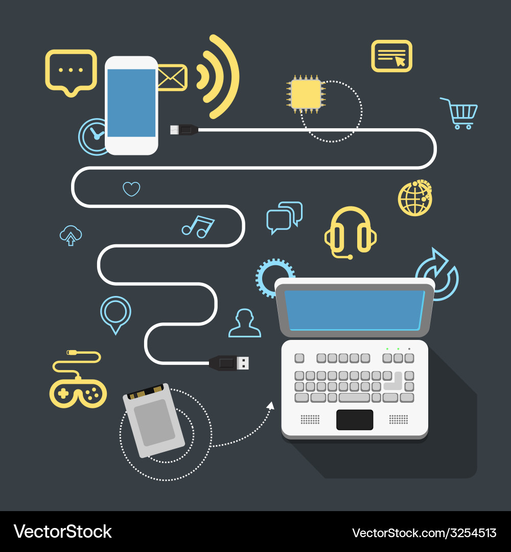 Different modern devices connection vector image