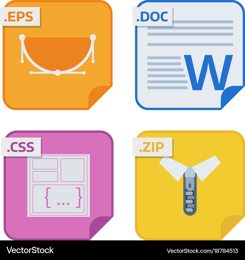 File types and formats labels icon presentation vector image