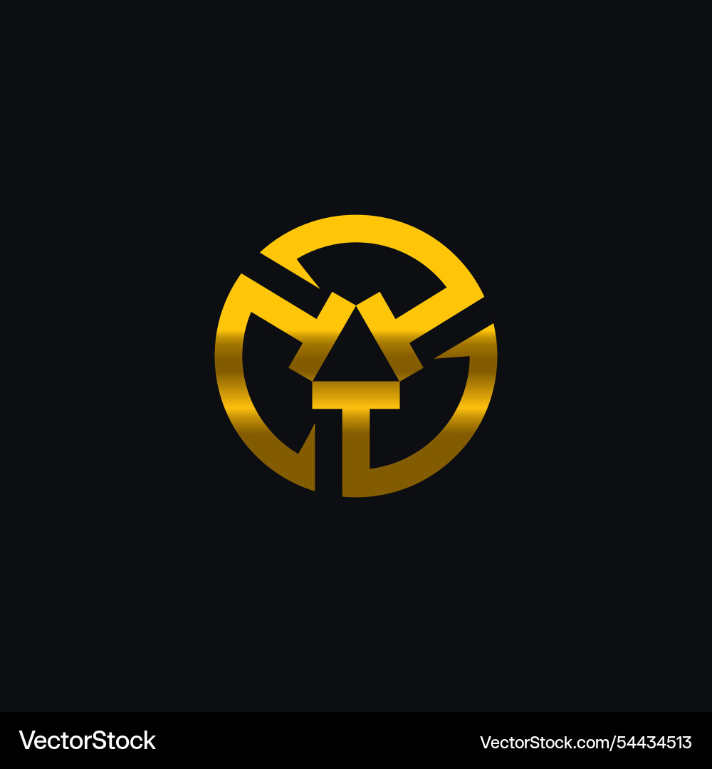 Golden abstract logo design in circle shape Vector Image