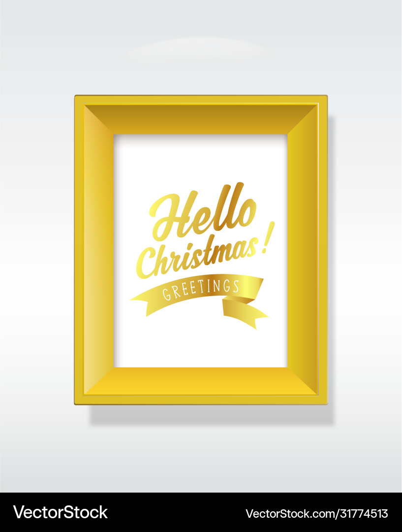 Golden background picture frame with hello Golden background picture frame with hello vector image