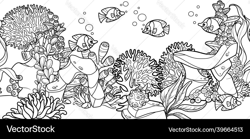 Horizontal seamless background from seabed Horizontal seamless background from seabed Vector Image