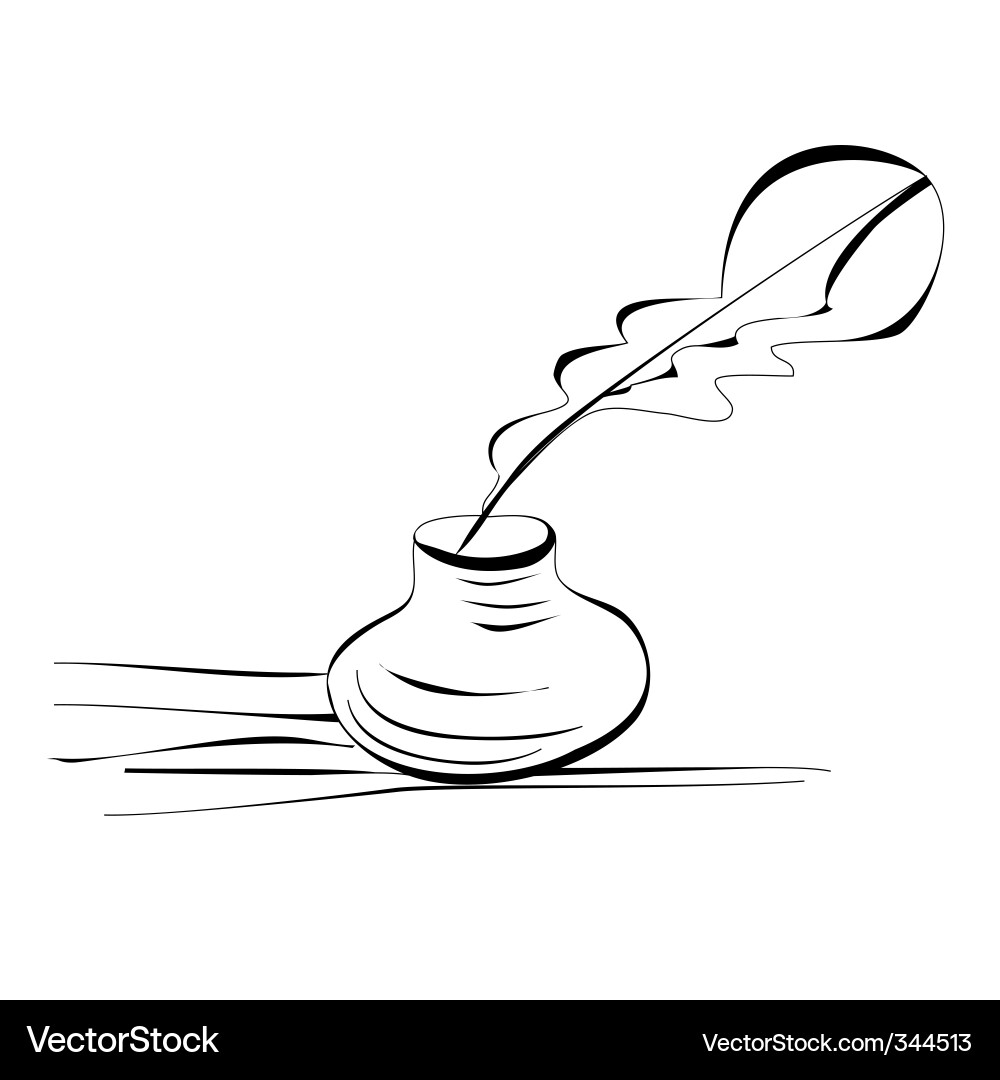 Ink and Feather Writing Set Vector Image
