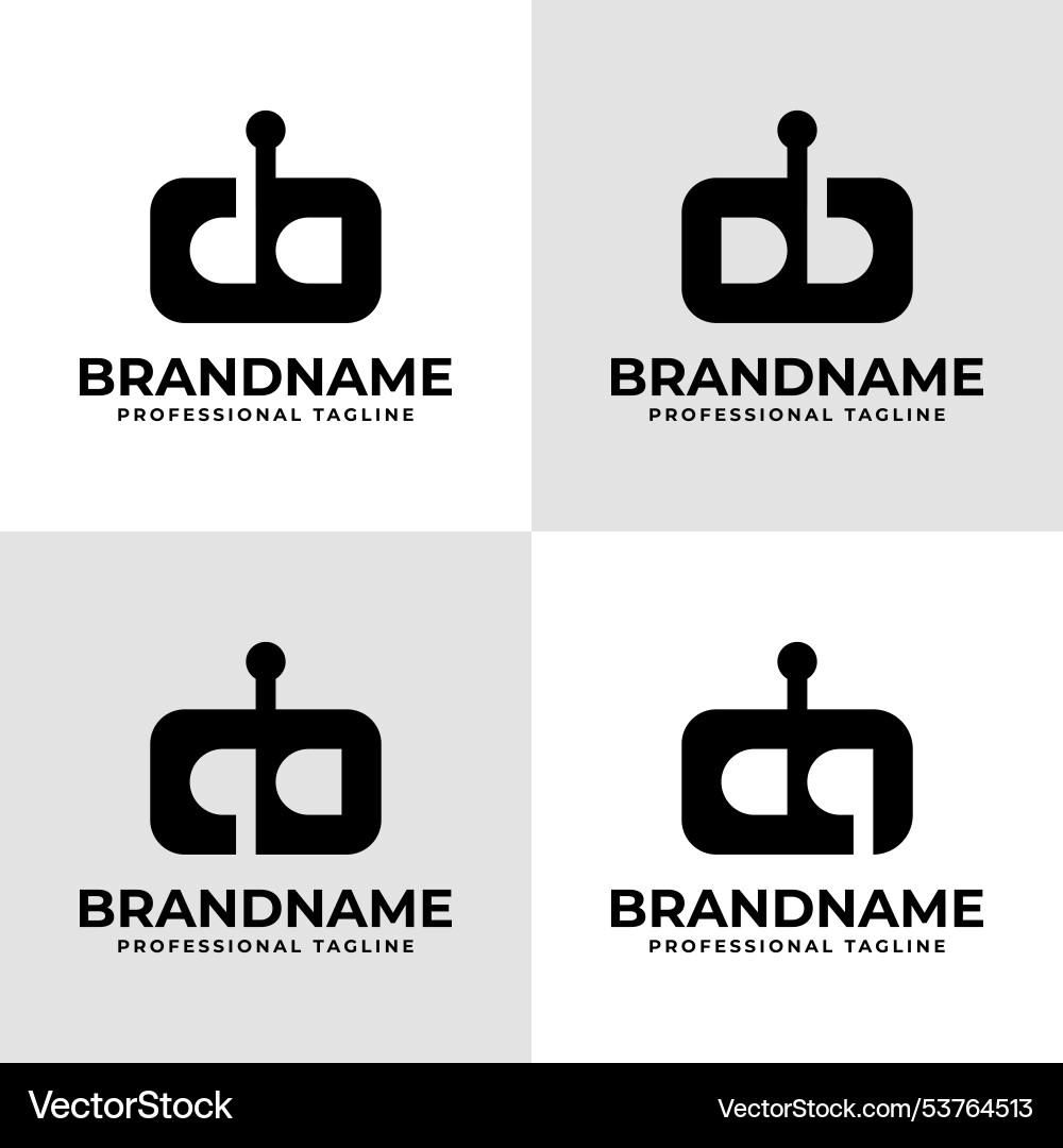 Letters dc da db qc qa cq aq robot head logo vector image