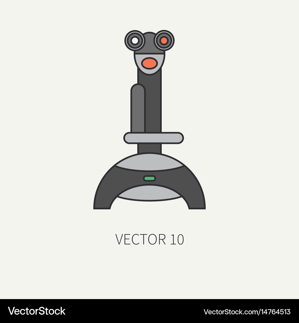 Line flat color computer part icon joystick vector image