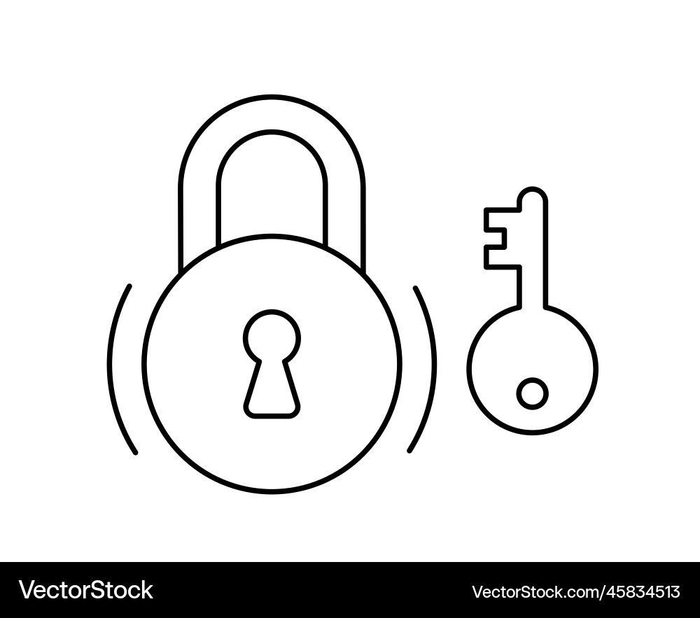 Lock and key line editable outline stroke Vector Image