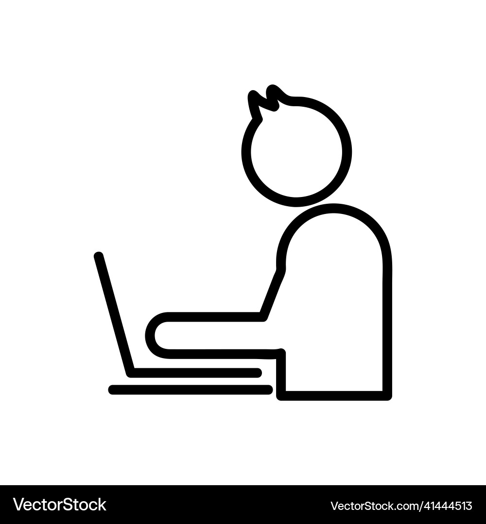 Man working on computer icon thin line for web Man working on computer icon thin line for web Vector Image