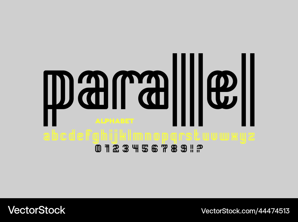 Parallel Line Font - Minimalist Style Vector Image