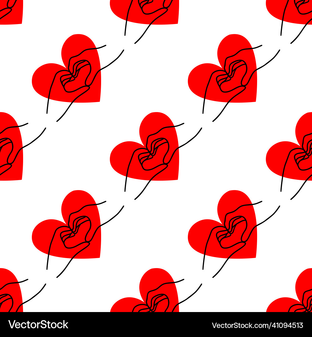 Pattern with a heart in the shape of hands Pattern with a heart in the shape of hands vector image