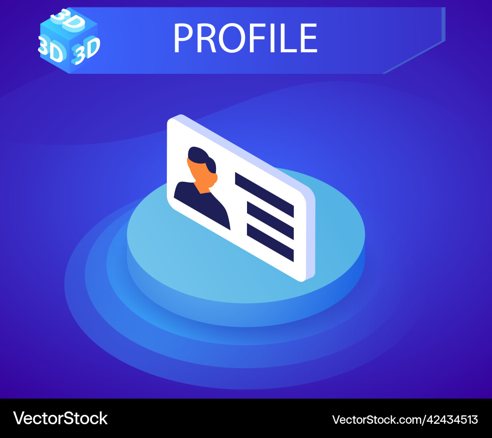 Profile isometric design icon web 3d colorful Profile isometric design icon web 3d colorful vector image