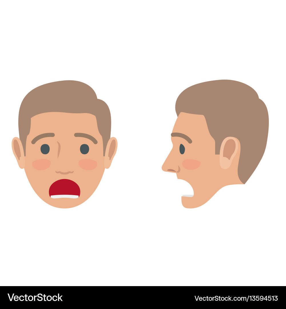 Sad man avatar user pic front and side head view Sad man avatar user pic front and side head view vector image