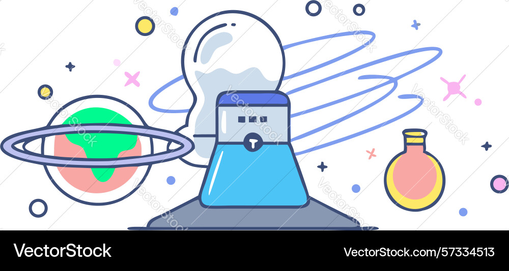 Sci-fi lab with planets art design generative ai Vector Image
