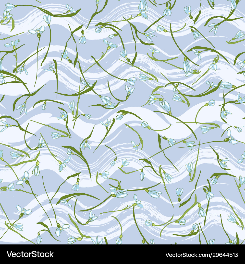 Seamless pattern with snowdrops Vector Image