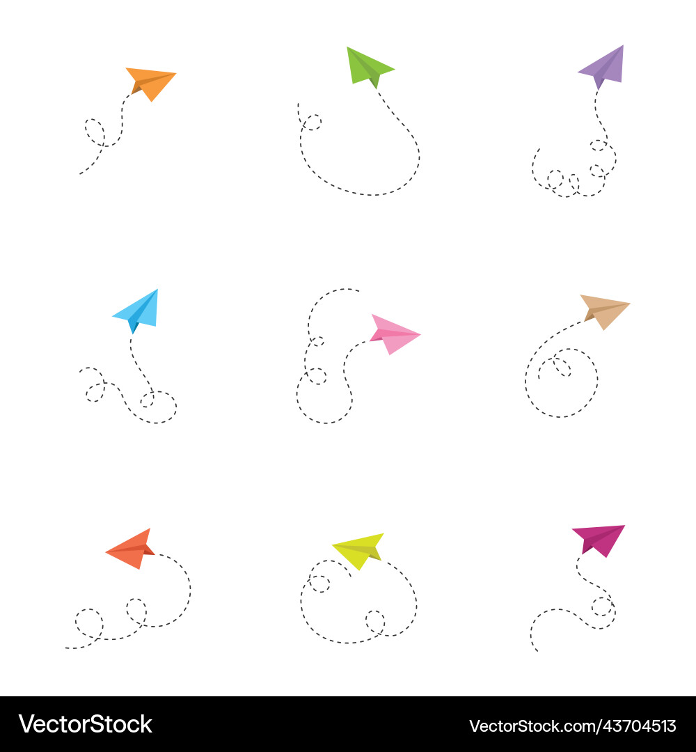 Set of paper airplane icon with different color Set of paper airplane icon with different color vector image