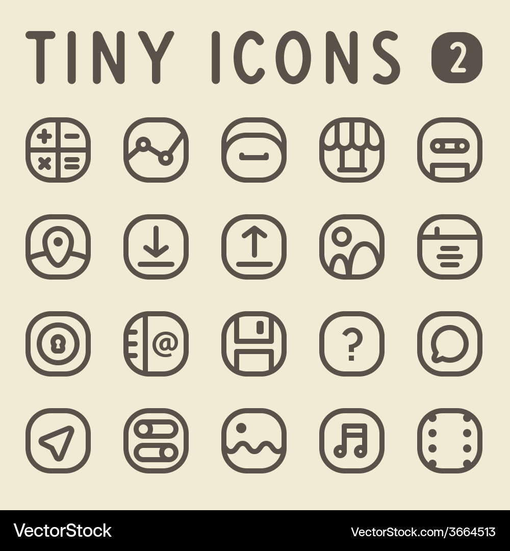 Tiny line icons for web and mobile applications vector image