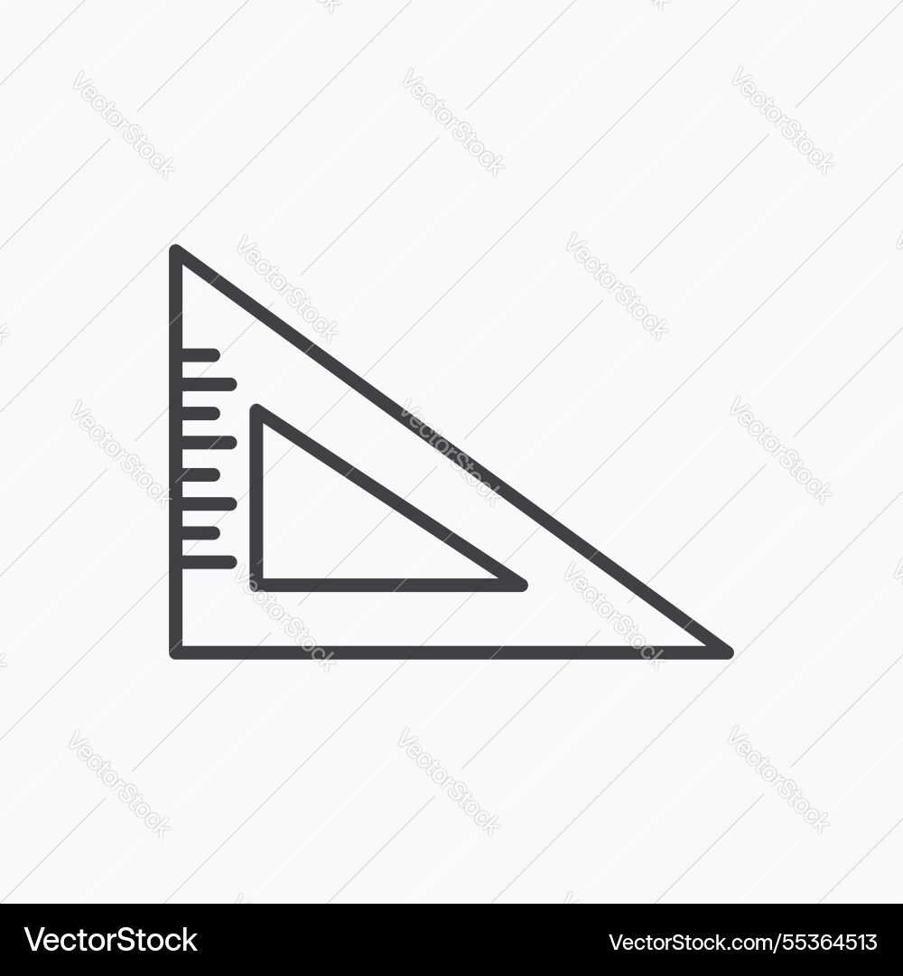 Triangle ruler icon isolated in black line Triangle ruler icon isolated in black line vector image