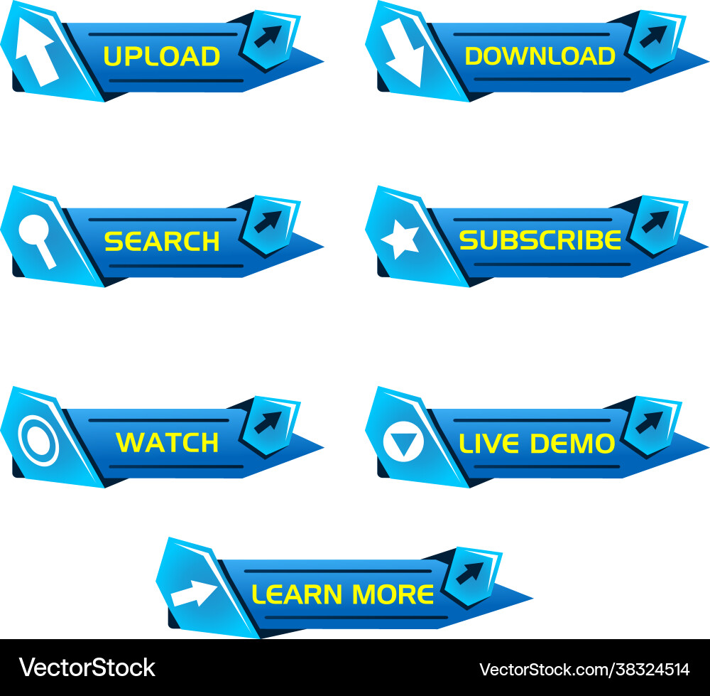 Blue set web buttons stock button Blue set web buttons stock button vector image