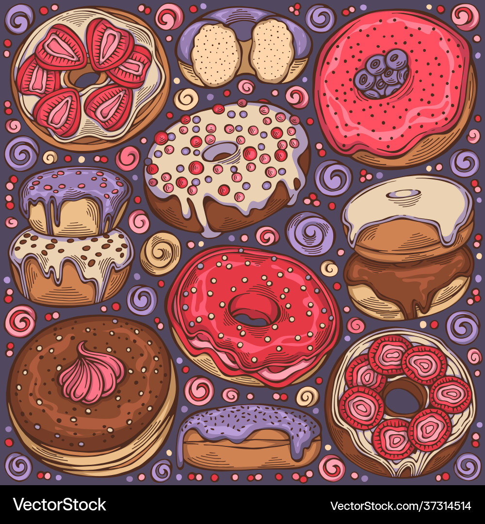 Collection with objects and symbols donuts Vector Image