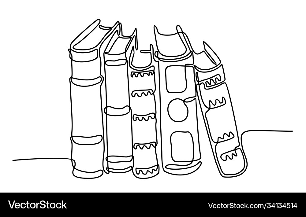 Continuous single drawn one line stack books Continuous single drawn one line stack books vector image
