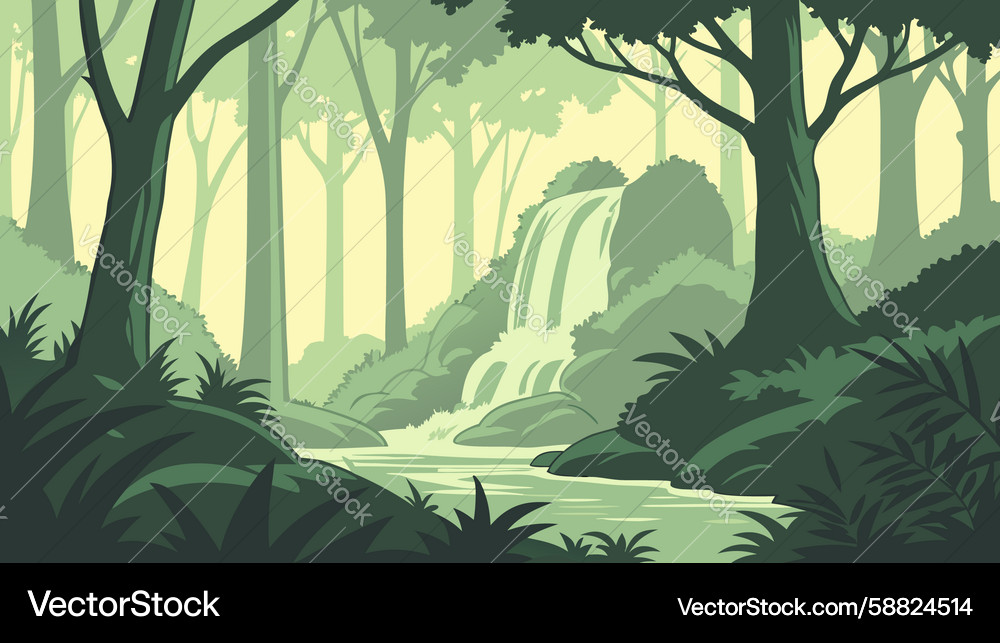 Deep forest path with subtle light serene Vector Image
