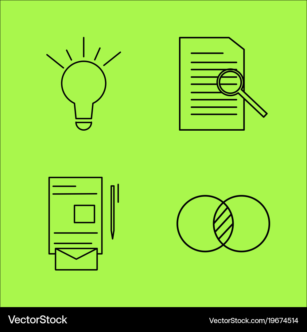 Design elements simple linear outline icon set vector image