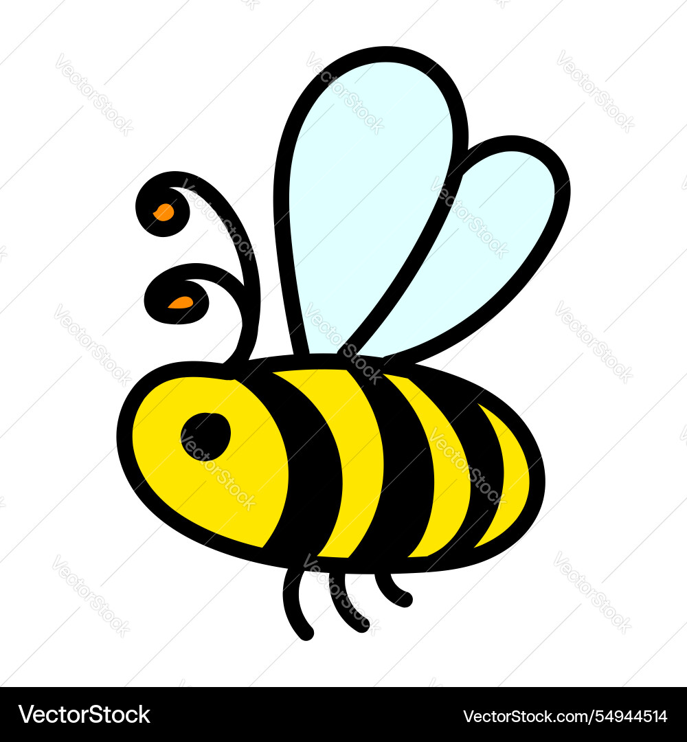 Doodle hand drawn bee cartoon Vector Image