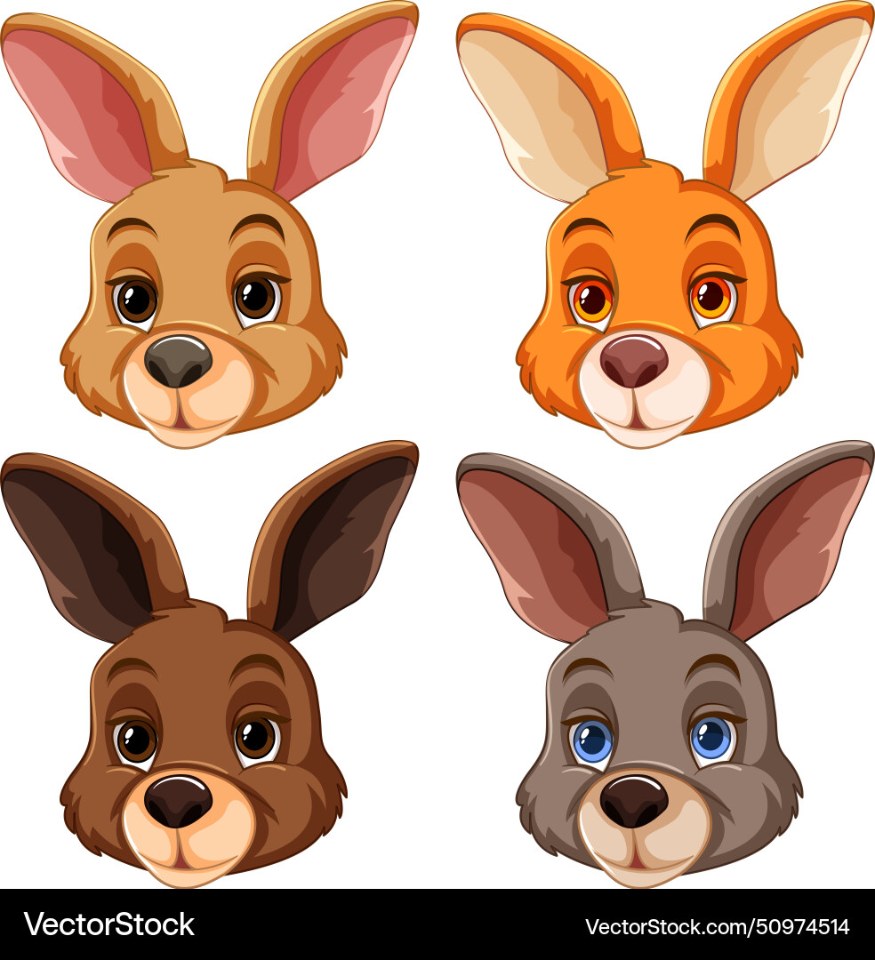 Four cute rabbits with different expressions Vector Image