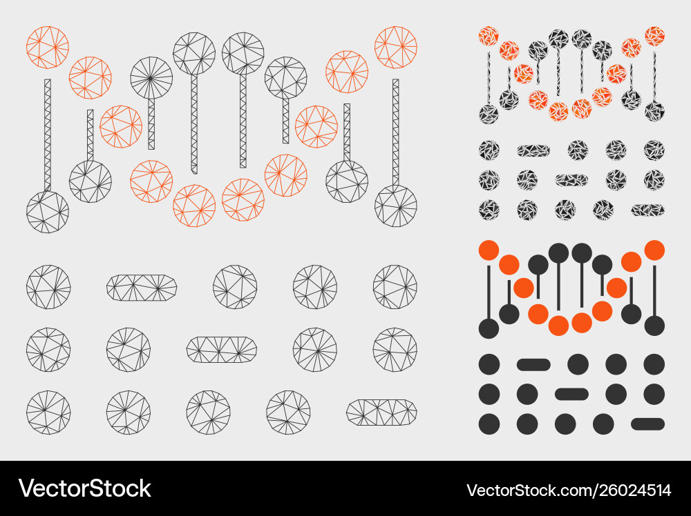 Genetic code mesh 2d model and triangle Genetic code mesh 2d model and triangle vector image