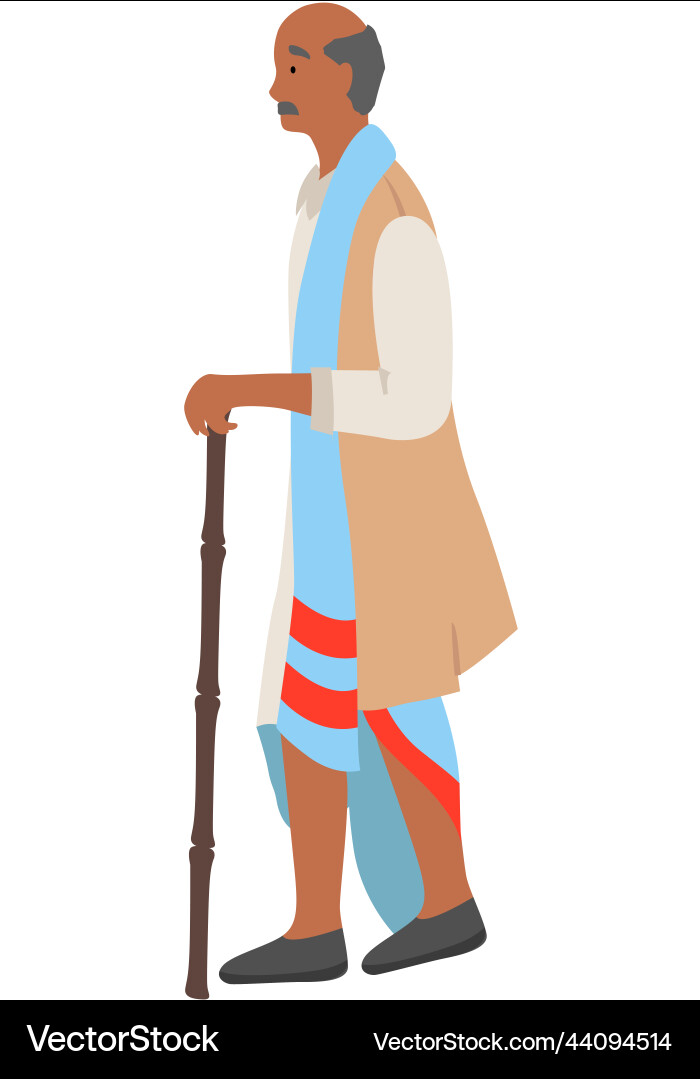 Indian elderly man in traditional clothes cartoon Indian elderly man in traditional clothes cartoon vector image