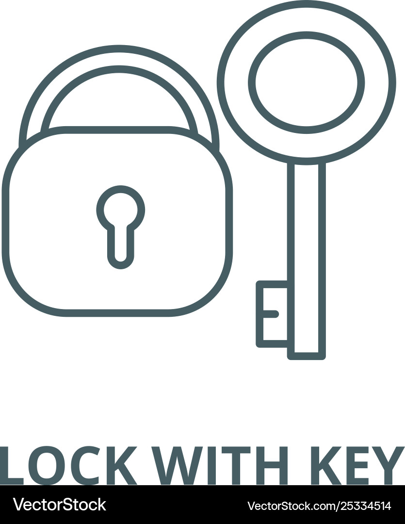 Lock with key line icon linear concept Lock with key line icon linear concept vector image
