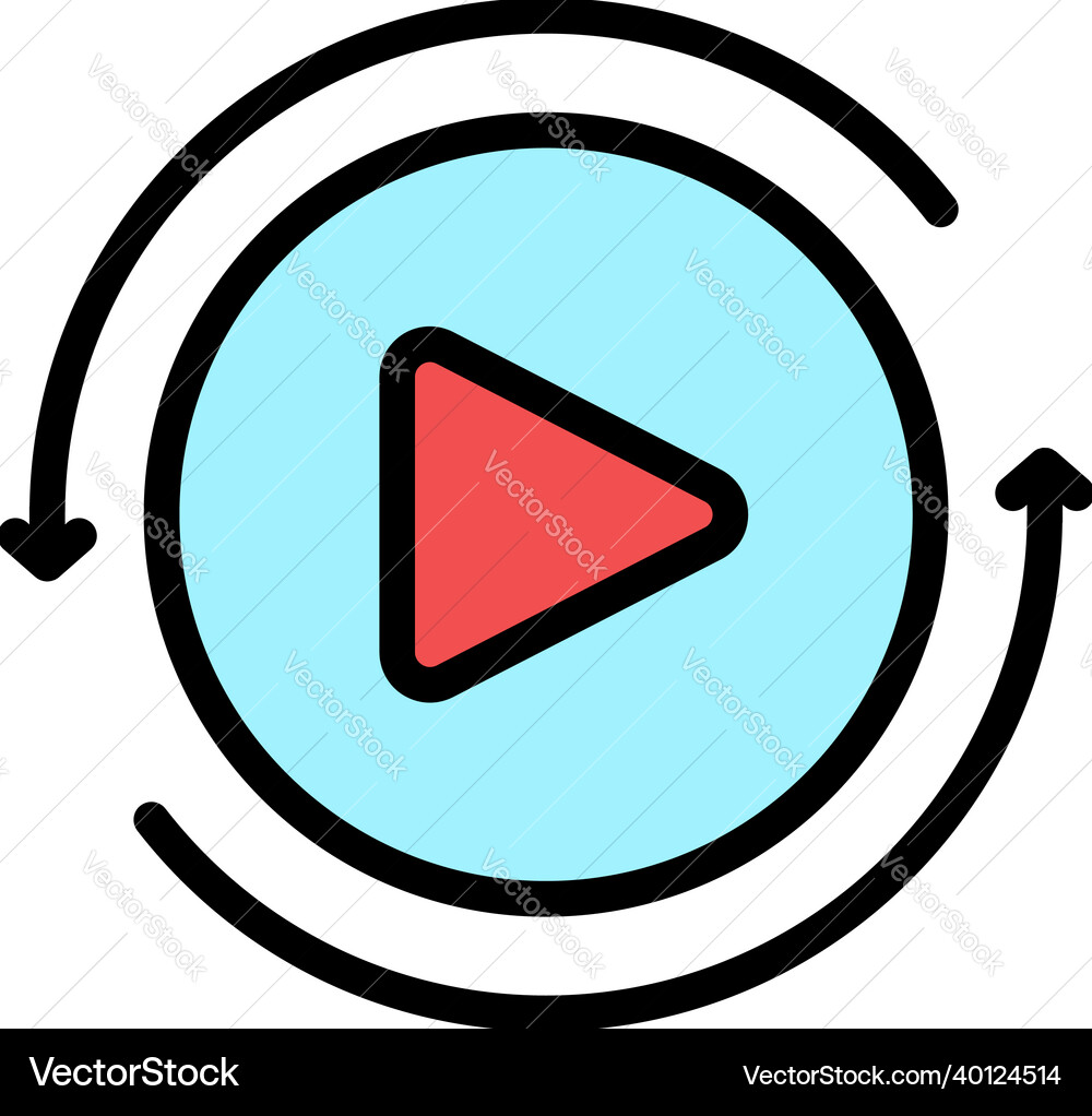 Play button process icon color outline Vector Image