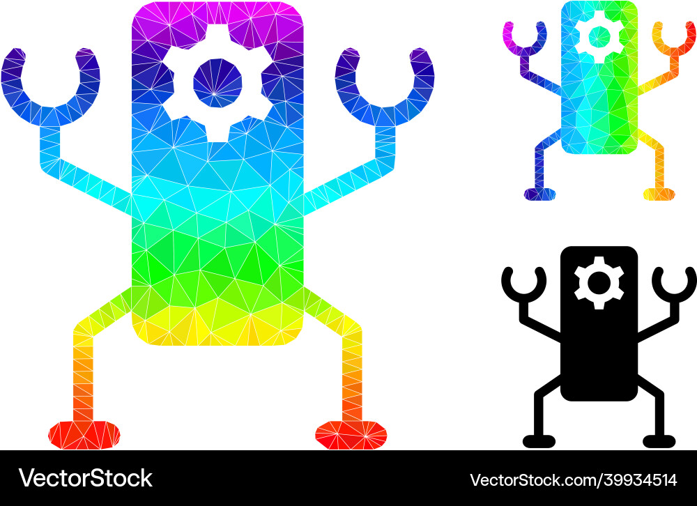 Polygonal nanobot icon with spectrum Polygonal nanobot icon with spectrum vector image