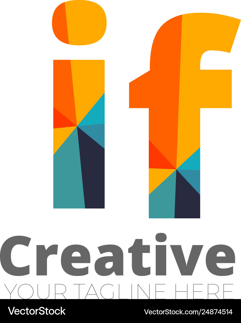 Rounded IF Initial Logo - Abstract Elements Vector Image