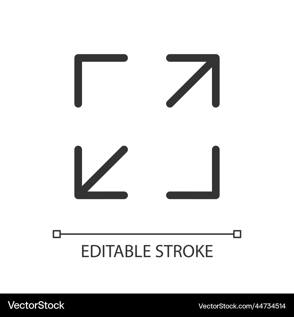 Screen enlarging pixel perfect linear ui icon Screen enlarging pixel perfect linear ui icon Vector Image