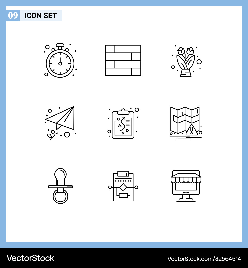 Set 9 outlines on grid for navigation strategy Vector Image