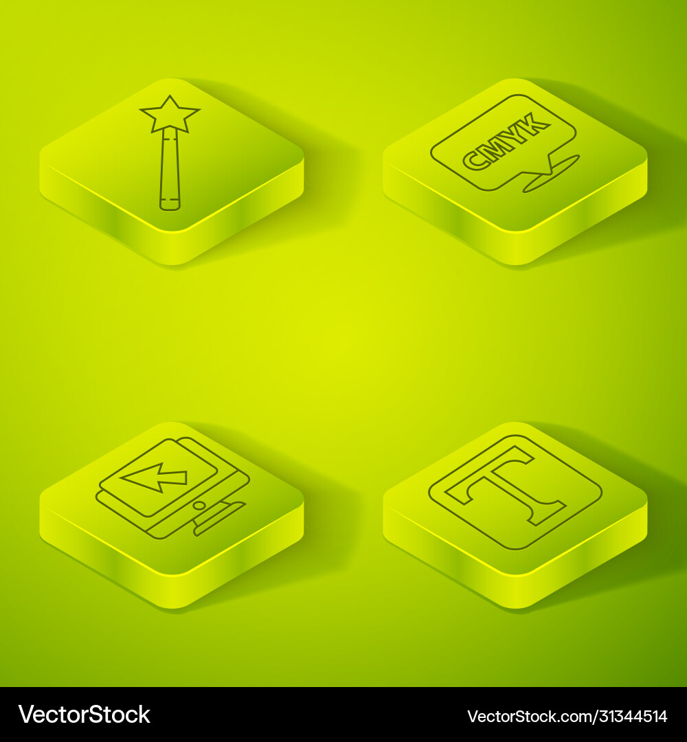 Set isometric speech bubble with text cmyk Set isometric speech bubble with text cmyk vector image