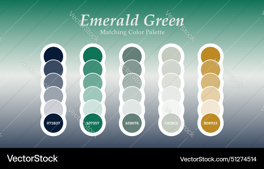 Set of emerald green color palette combination Vector Image
