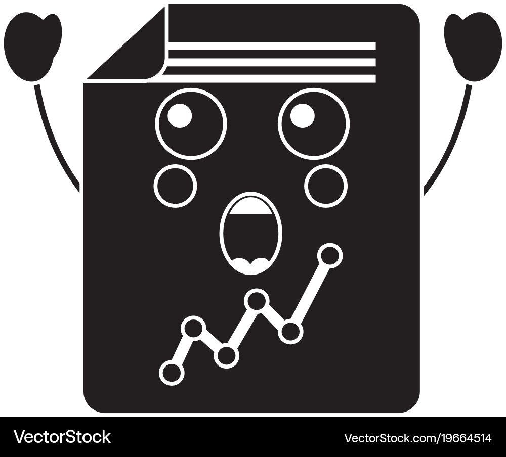 Surprised graph chart kawaii icon image Vector Image
