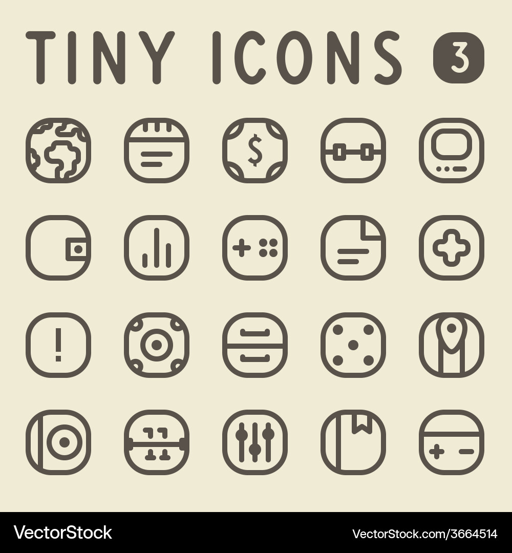 Tiny line icons for web and mobile applications vector image