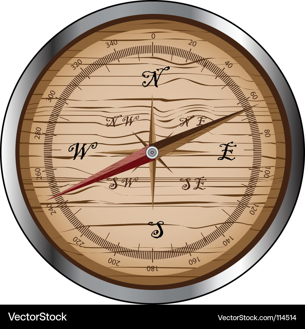 Vintage Wooden Compass Vector Image