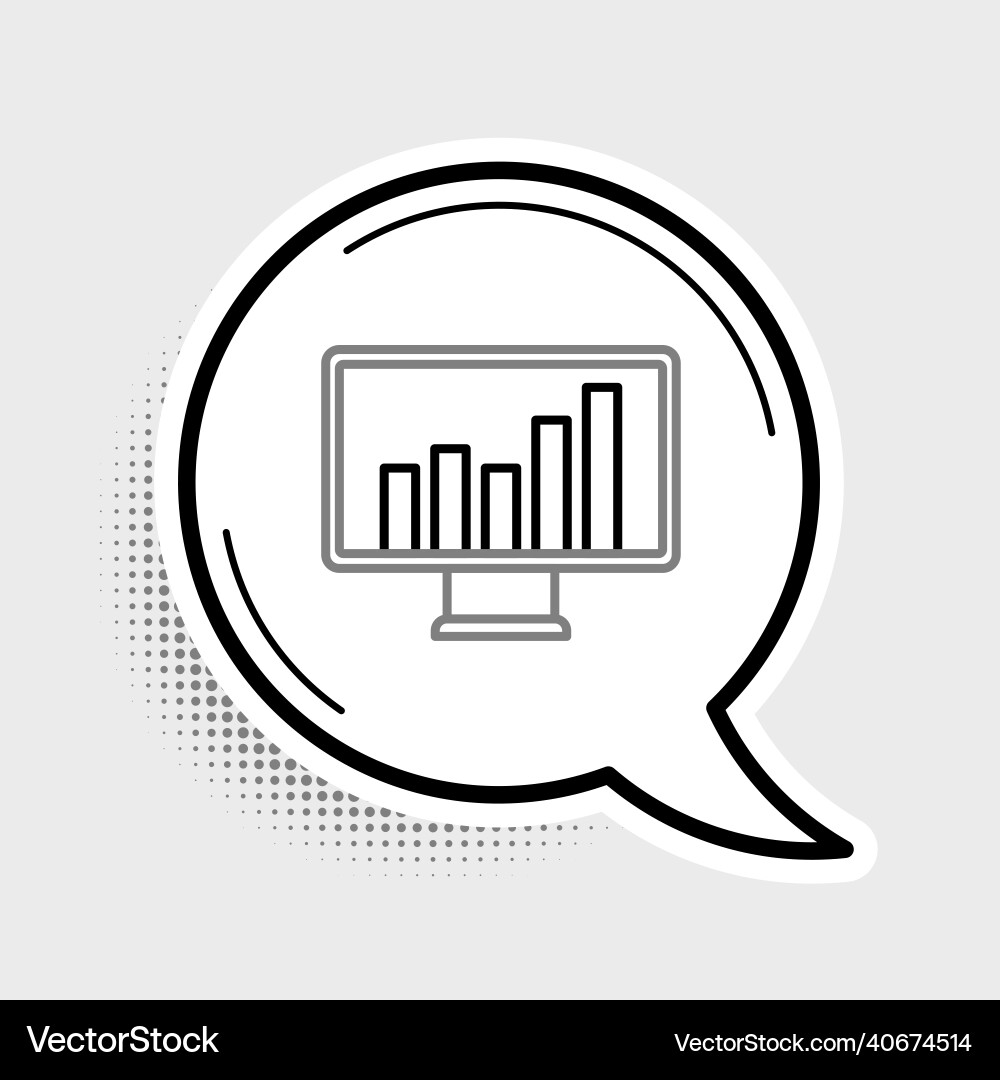 Zeilen-Computermonitor mit Diagramm-Diagramm-Symbol Zeilen-Computermonitor mit Diagramm-Diagramm-Symbol Vektorbild