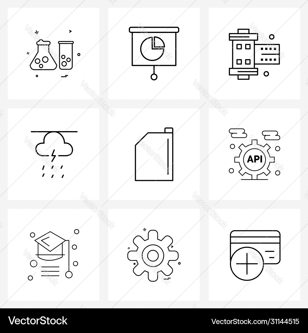 9 editable line icons and modern symbols api Vector Image