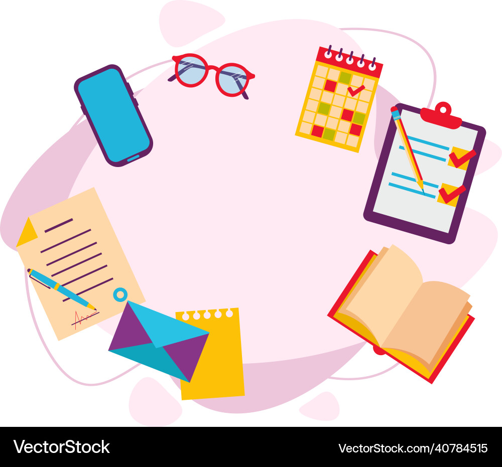 A desktop with objects for work in the office A desktop with objects for work in the office vector image