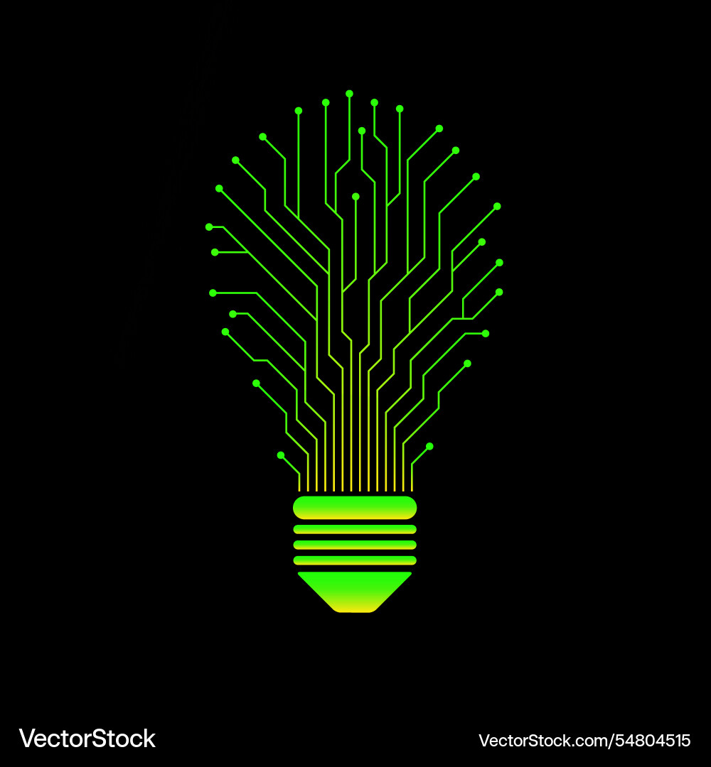 Abstract glowing lamp with circuit board vector image